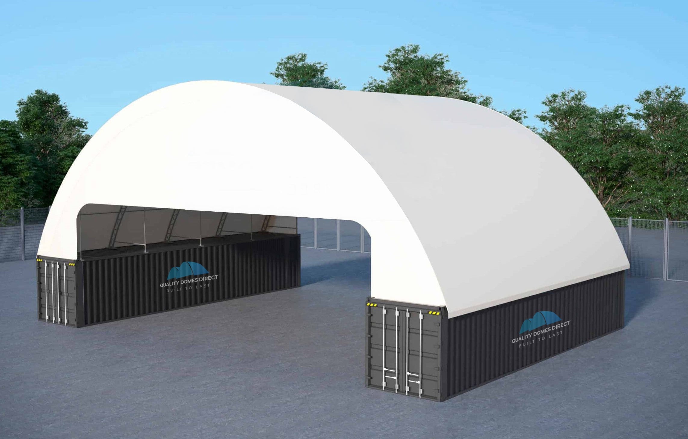 60ftx40ft Double Truss Container Shelter – Quality Domes